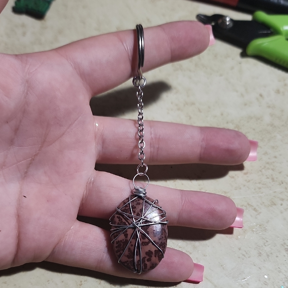handwraped stone keychains